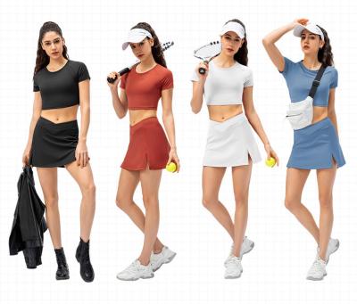 China China Wholesale Breathable Active Wear Sportswear Women Gym Fitness Sets Workout Two Piece Yoga Wear Short Pants Set With Skirt for sale