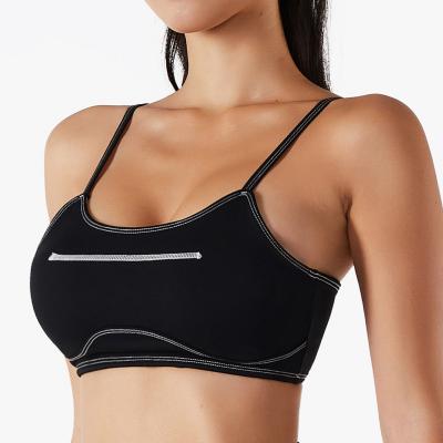 China Breathable Women's Indoor Fitness Training Bra Running Black Thin Strap Sports Bra for sale