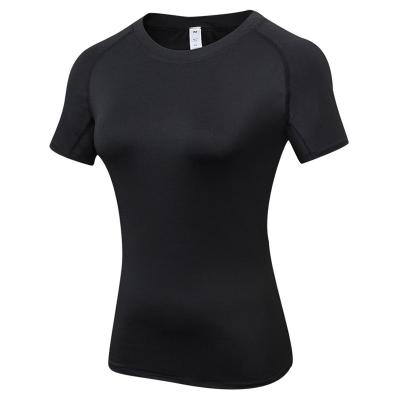 China Breathable Exercise Yoga Stretch Running Clothes Sweating Customized Sports Short Sleeve T-shirt Female Wear for sale