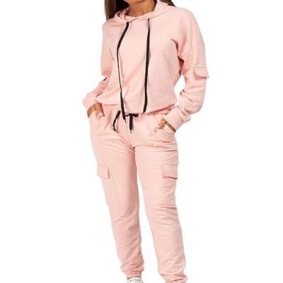 China Logo Women Cotton Sweatsuit 100% Antibacterial Custom Loose Version Tracksuits For Women for sale