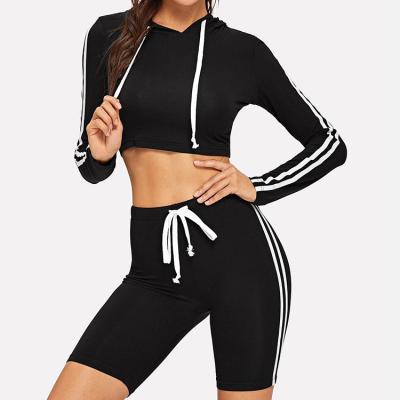 China Antibacterial Custom Logo Women Sweatsuit With Hood Slim Fit Two Piece Suit Women Tracksuit for sale