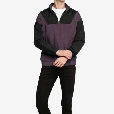 China Viable Wholesale Custom Made Mens Half Zipper Anorak Color Contrast Men's Jacket for sale