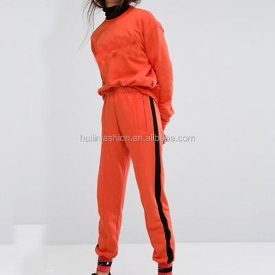 China Antibacterial Women's Clothing Manufacturer Women's Orange 2 Piece Sports Set Oversized Sweatshirt And Jogger for sale