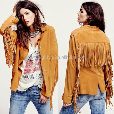 China Wholesale Tassels Breathable Suede Express Fringe Jacket Leather Jacket for sale