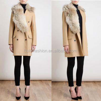 China 2014 Hot Sale Winter New Fashion Design Anti-Shrink Women's Wool Coat Fur Coat for sale