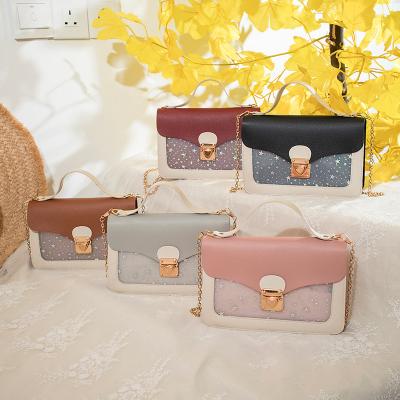 China Square flap of the small girl's bag connected casual shoulder lock of the bag new transparent women's small Korean style fashionable fashion bag for sale