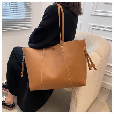 China Other New Version Fashionable Version PU Handbag Girls Shopping Casual Tote Solid Color Women Shoulder Bag Korean Leather Ladies Handbag for sale