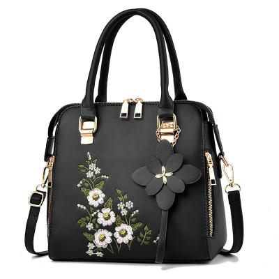 China Others Fashion Ladies PU Leather Flower Embroidery Handbag Women's Handbags PU Tassel Leather Women's Handbags for sale