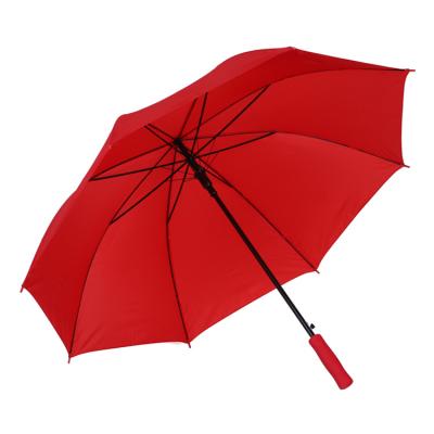 China Automatic Daily Life Promotion 27inches Automatic Open Big Size EVA Handle Red Golf Umbrella With Custom Logo Red Umbrellas for sale