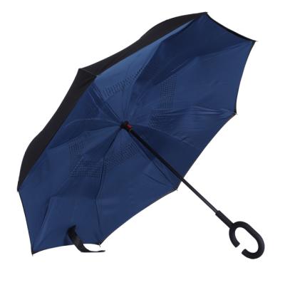 China Wholesale C-Handle 2 Layer Canopy Car Auto Reverse Inverted Stretch Umbrella for sale