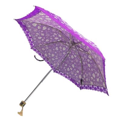 China Free Sample Daily Life Asian Purple Color Sun Woman Flower Umbrella Ready To Ship Flower Umbrella for sale