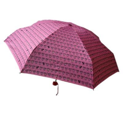 China Contemporary Cute Cat Printing 4 Fold Umbrella For Women Travel Pocket High Quality Small Size Umbrella for sale