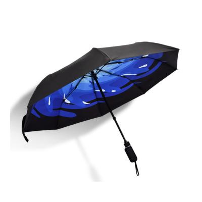 China Gift Luxury New Design 3 Fold Umbrella With Case Usb Size Quality Quality Smart Electric Full Automatic Open Fill Narrow Umbrellas for sale