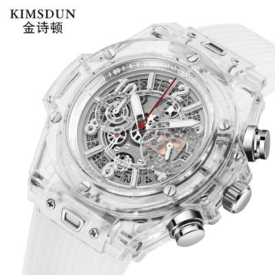 China KIMSDUN Chronograph Explosive Cavity Couples Silicone Quartz Transparent Multifunction Waterproof Watch for sale