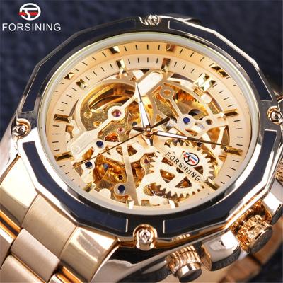 China Forsining Date Luminous Men's Mechanical Watch Steel Band Automatic Cavity Mechanical Watch Men's Watch for sale