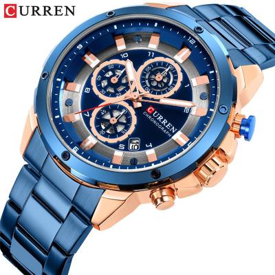 China CURREN 8323 Automatic Date Fashionable Men's Watch Six Needles Waterproof Current Steel Band Multifunction Watch for sale