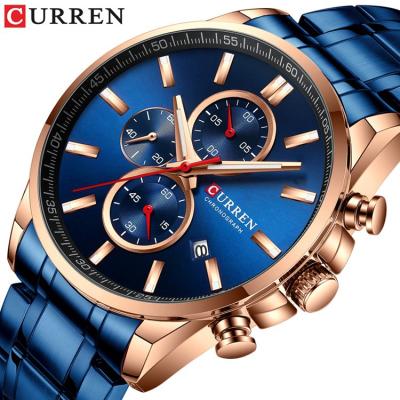 China Curren 8368 automatic six-needle three-eye automatic six-needle big dial men's watch all-match business luminous waterproof men's watch for sale