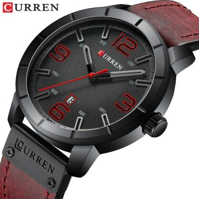 China Full Calendar CURREN 8327 Men's Quartz Automatic Date Watch Belt Casual Japanese Simple Style Movement Watch for sale