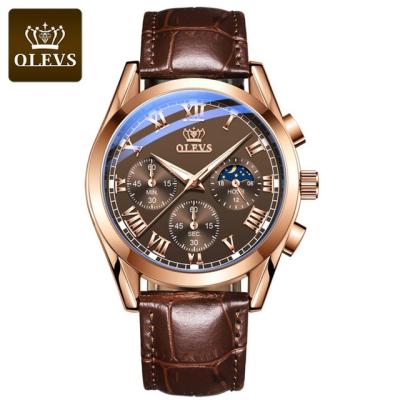 China The watch sports three eyes of the six needles date OLEVS 2871 automatic chronograph multi-function waterproof luminous men's watch for sale