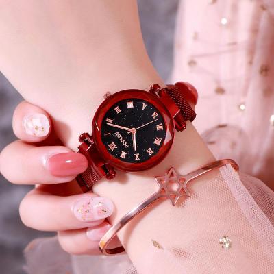 China Automatic Date Explosive Star Romantic Slim Strap Watch Easy Button Ladies Watch for sale