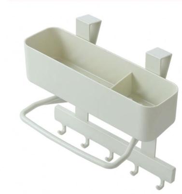 China Kitchen Bathroom Storage Rack Shelf Wall Mounted Hooks Hanger Draining Rack for sale