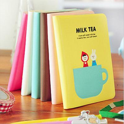 China Mini Cartoon Milk Tea Notebook Cute Diary Plan Notepad Kids Learning Stationery School Supplies for sale