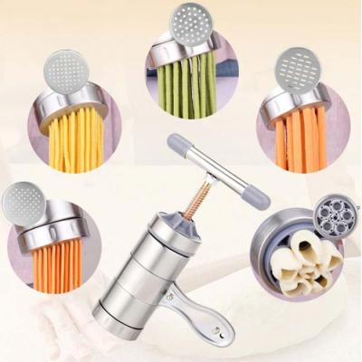 China Eco-friendly Stainless Steel Noodle Maker Manual Pasta Making Machine Spaetzle Press Maker Fruit Squeezer Including 5 Different Molds for sale