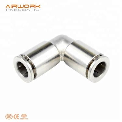 China PV Nickel One-contact Air Pipe Fitting Copper Formula 90 Degree Elbow Equal Connector for sale