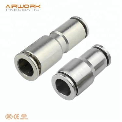 China Stainless Steel PG Metal Steel Pipe Pneumatic Joint Stainless Connector Fitting Push Fit 3/8 To 1/2 for sale