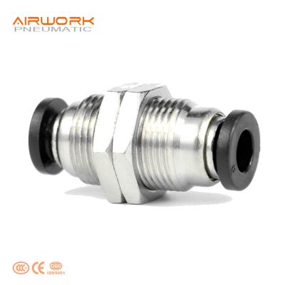 China Pneumatic Factory P.M. Bulkhead Union Plastic And Brass Straight Fit Round Air Duct Connector for sale