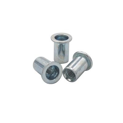 China Carbon Steel Manufacturer Custom Size Wholesale Flat Head Open End Cylindrical Riveting Nut for sale