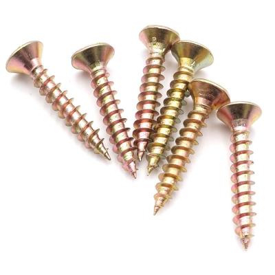 China Self Flat Drilling Countersunk Head 28mm Yellow Galvanized Chipboard Screws for sale