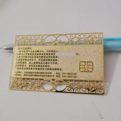 China Waterproof / Waterproof Matte Polish Metal Business Cards Sandy Like Texture Gold Metal Credit Card With Chip Slot for sale