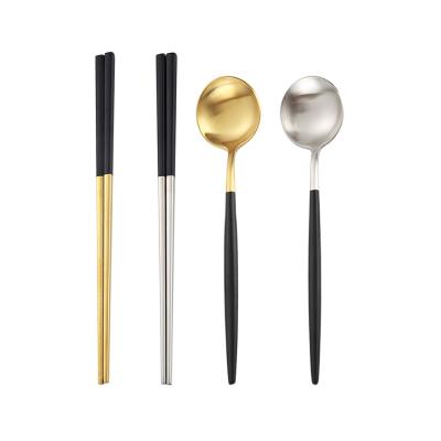 China Amazon Hot Selling Luxury Stocked Pcs Both Set Stainless Steel Chopsticks And Spoon Wedding Cutlery for sale