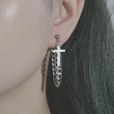 China FASHIONABLE Long Chain Tassel Earrings Women Stainless Steel Cross Earrings Jewelry for sale