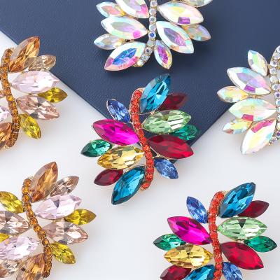 China FASHION FASHION Rainbow Rhinestone Stud Earrings Women Shape Jewelry Crystal Flower Earrings for sale