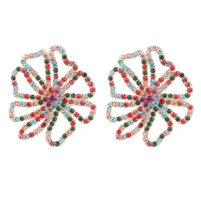 China FASHIONABLE cute multicolor hollowed out rhinestone flower stud earrings fashion women jewelry earrings for sale