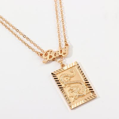 China BOHEMIA Street Style Fusion Necklace Set Letter Baby Dragon Loong Necklace for sale