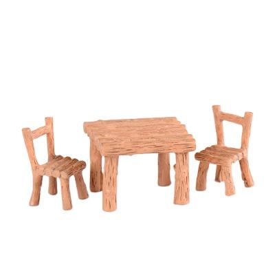 China Cartoon Toy 3Pcs/Set Resin Table Chair Doll Simulation Furniture Toys Miniature Fairy Garden Figurine Decoration for sale