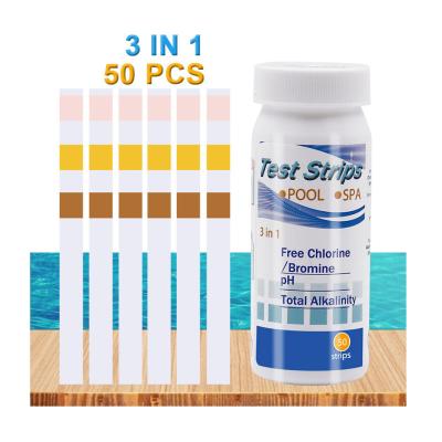 China Garden 50 Strips 3 In 1 Swimming Pool Water Test Strips Nitrite Nitrite PH Hardness for sale