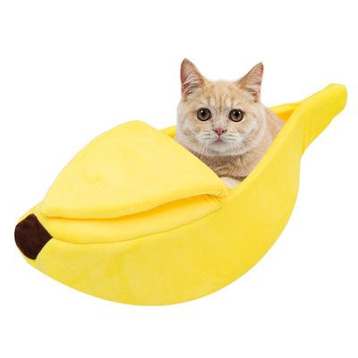 China Banana Shape Pet Cat Bed Nesk House Mat Dog Puppy Durable Durable Basket Cushion Warm Banana Bed for sale