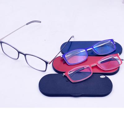 China Ultra-thin square unisex comfort mini anti eye reading glasses optical portable blue light glasses TR for sale