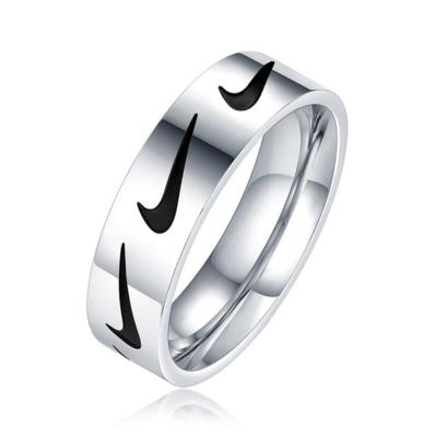 China High Quality Hiphop MR-001 Couples Wedding Titanium Stainless Steel Men Ring Brand Hook Rings For Jewelry Hip Hop for sale