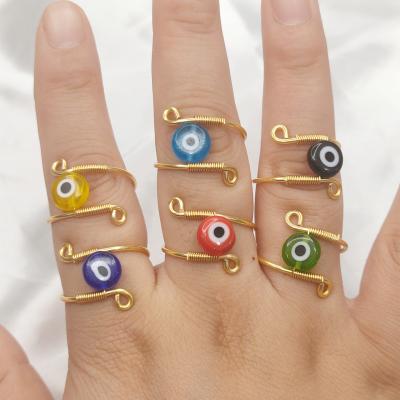 China R-516 Rotational Worry Release Ring Handmade Jewelry Decompression Brass Romantic Eye Evils Ring For 2021 Women for sale