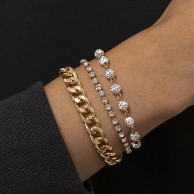 China Fashionable punk fashion Diamond-studded aluminum set of claw chain bracelets hip-hop personality metal chain bracelet BA-382 for sale