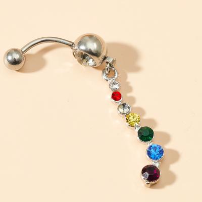 China New Arrival Christmas Body Jewelry Seven Colors BBR-195 Seven Chakras Piercing Healing 7 Color Stainless Steel Belly Button Rings for sale