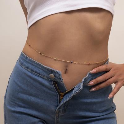 China WC-172 Vintage Hip-Hop Trend Body Waist Hot Selling Thin Belly Chain Women's Cold Simple Style Waist Single Layer Chain for sale