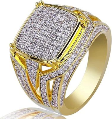 China Gender: Unisex Hip Hops Engagement Wedding Gold Zircon Ring Charm Jewelry For Men Silver Stainless Steel Rings for sale