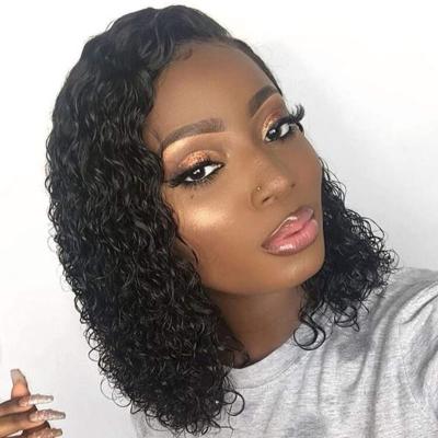 China Wholesale Handmade Weft Cuticle Aligned 180 Density Virgin Sellers Natural Water Wave Short Bob Lace Front Cambodian Wigs For Black Women for sale