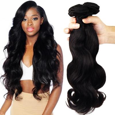 China Hot Wholesale Handmade Weft Hair 12 14 16 18 20 22 24 26 Inch Natural Black Virgin Brazilian Hair Weave Body Waves for sale